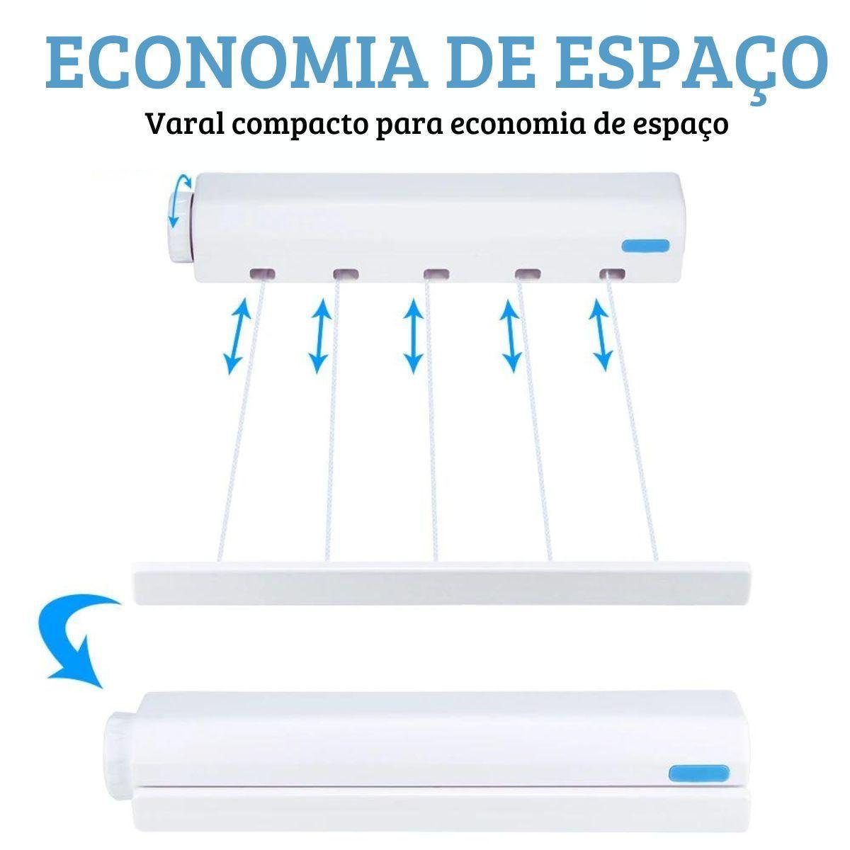 Varal Retrátil Ideal para Casa Ajustável 3,75m Lavanderia - 4