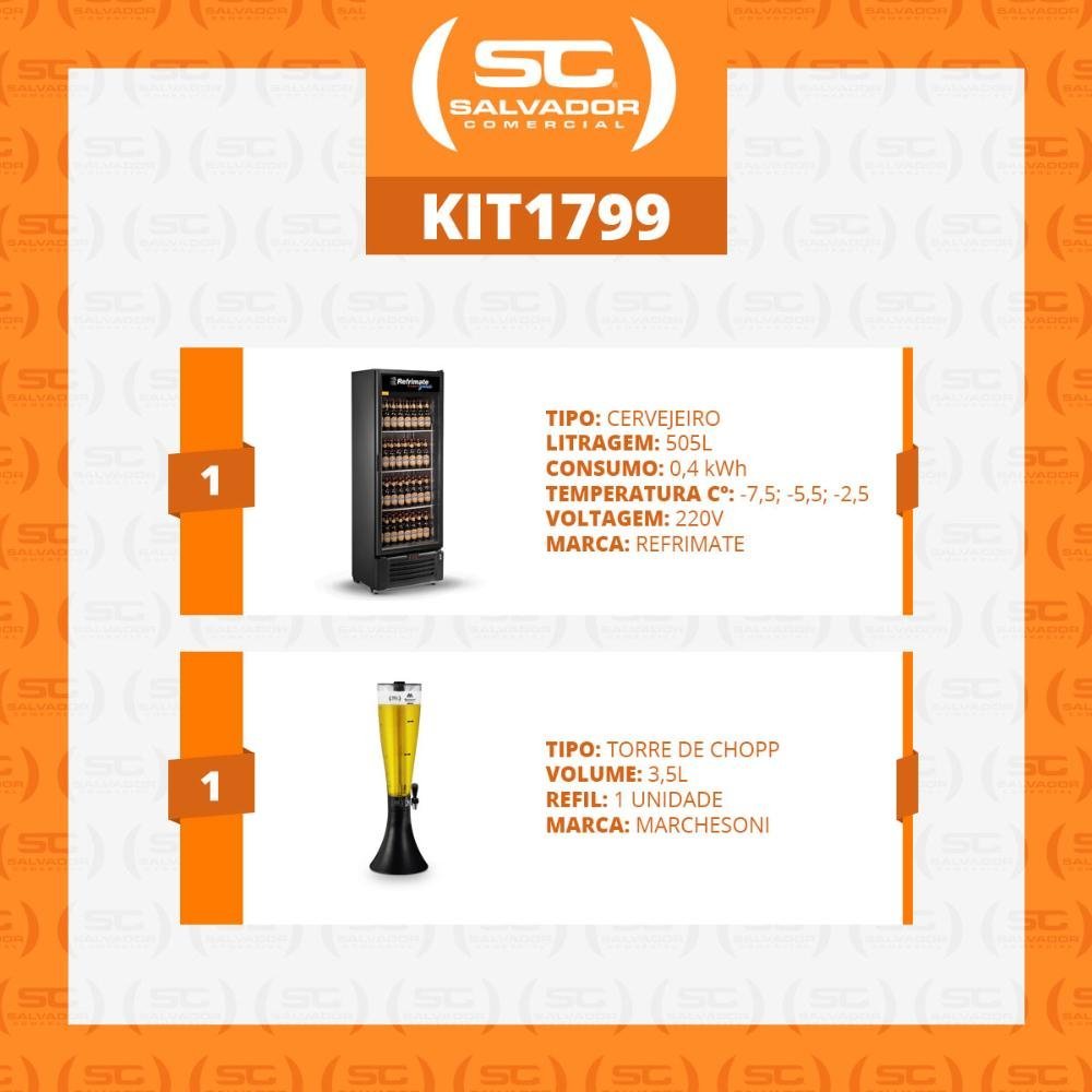 Cervejeira Expositora Porta de Vidro 505L VCC505V Preta 220V Refrimate Com Chopeira 3,5L - 2