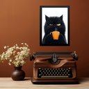 Ver imagem 2 de Quadro Decorativo Café Gato Mal-humorado 45x34cm:moldura Branca