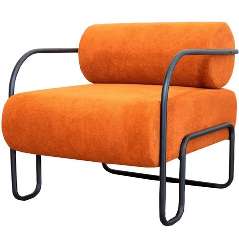 Poltrona para Sala e Escritório Base de Metal Mansk Linho Terracota
