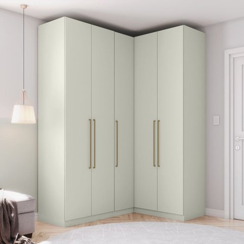 Guarda Roupa Modulado de Canto 5 Portas 3 Gavetas Seletto Henn