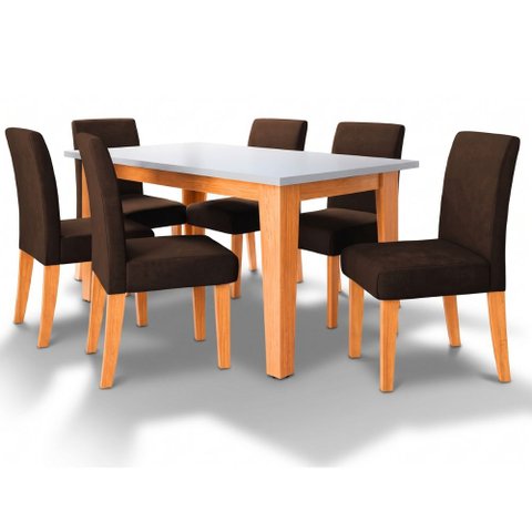 Conjunto Sala de Jantar Mesa Miami 1,60m 6 Cadeiras Trieste Dobuê