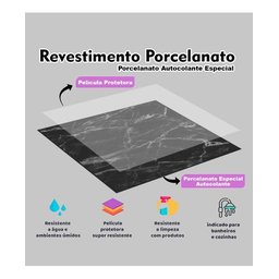 10 Placas Revestimento Porcelanato Mármore Escuro Laminado 25x25cm - 2
