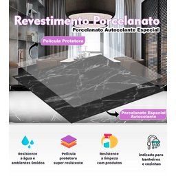 10 Placas Revestimento Porcelanato Mármore Escuro Laminado 25x25cm - 5