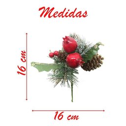 Kit 12 Ramos Romã Decoração de Natal Artificial com Brilho 16cm - 3