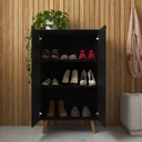 Ver imagem 2 de Sapateira Armário Multiuso 2 Portas 3 Prateleiras 9 Pares Hall de Entrada - Preto Nature