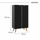 Ver imagem 4 de Sapateira Armário Multiuso 2 Portas 3 Prateleiras 9 Pares Hall de Entrada - Preto Nature