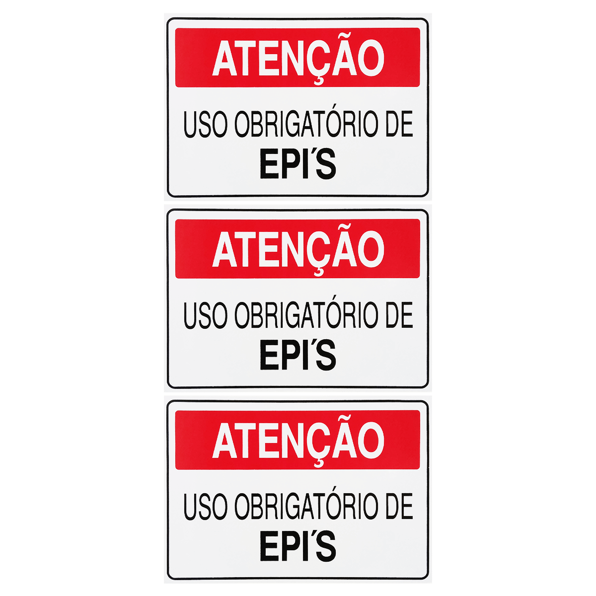 Combo 3 Placas De Sinalização Atenção Uso Obrigatório De Epi's 30x20 Acesso - S-227/1 F9e