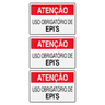 Combo 3 Placas De Sinalização Atenção Uso Obrigatório De Epi's 30x20 Acesso - S-227/1 F9e - 1