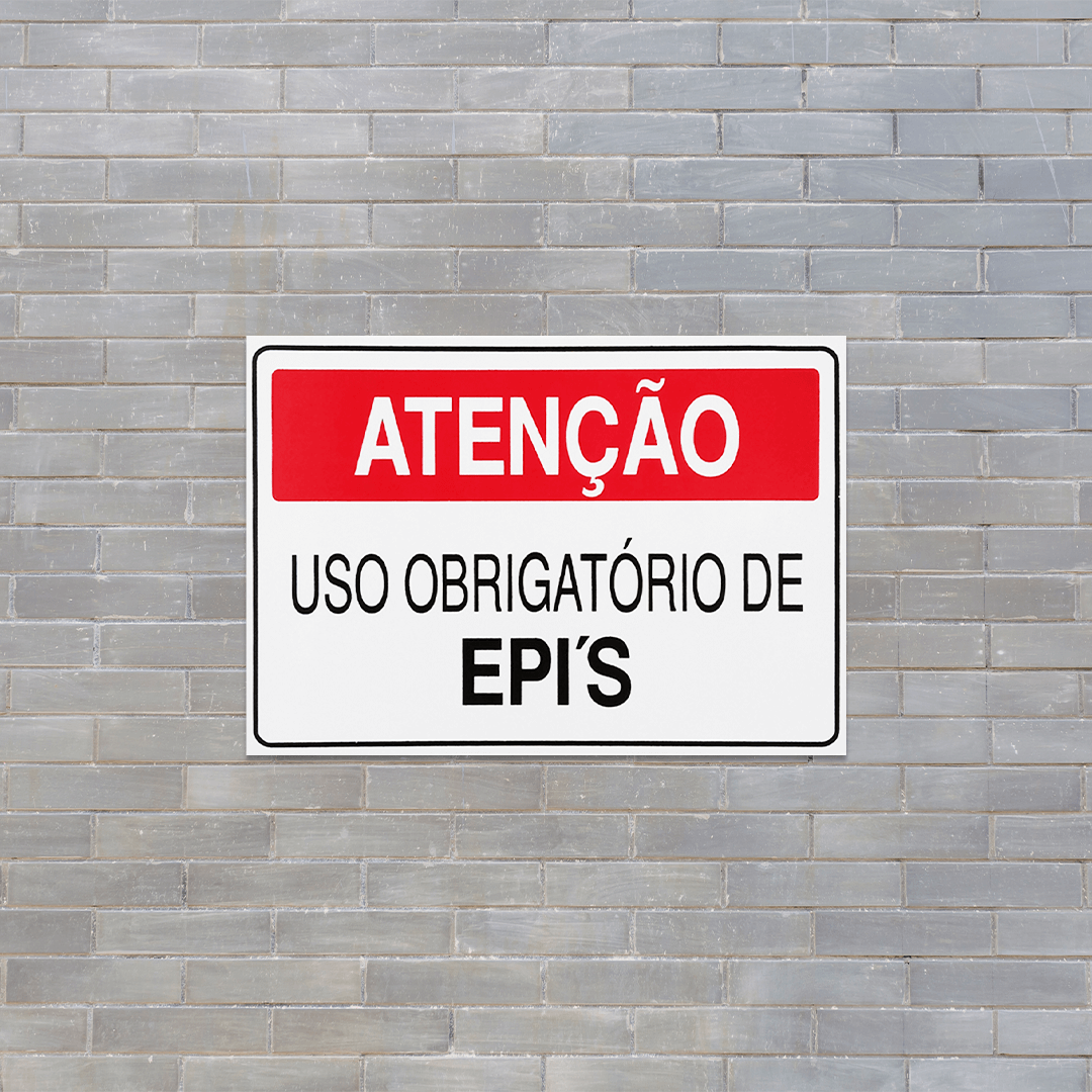 Combo 3 Placas De Sinalização Atenção Uso Obrigatório De Epi's 30x20 Acesso - S-227/1 F9e - 3