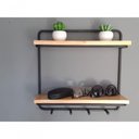 Ver imagem 3 de Prateleira Madeira Ferro Suspensa Cozinha Sala 40x40