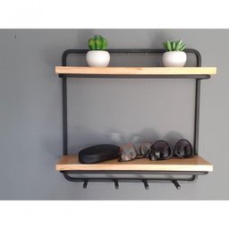 Prateleira Madeira Ferro Suspensa Cozinha Sala 40x40 - 3