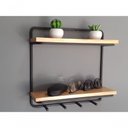 Ver imagem 4 de Prateleira Madeira Ferro Suspensa Cozinha Sala 40x40