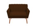 Ver imagem 1 de Namoradeira Decorativa Cecília Suede Marrom 2 Lugares Pés Madeira Ms Decor