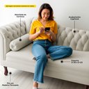 Ver imagem 3 de Divã Recamier Lavínia Clássico 120cm Capitonê com Pés de Madeira Veludo Bege Claro - Desk Design