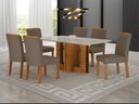 Ver imagem 7 de Conjunto Sala de Jantar Sofia 1,60m Tampo Vidro Off com 6 Cadeiras Jade Cinamomo/Joli Camurça