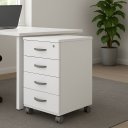 Ver imagem 2 de Gaveteiro Móvel de Escritorio com 4 Gavetas Rodinhas e Chave Volante Branco