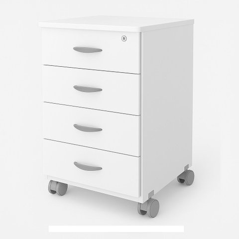 Gaveteiro Móvel de Escritorio com 4 Gavetas Rodinhas e Chave Volante Branco