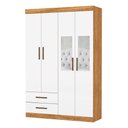 Ver imagem 3 de Guarda-roupa Solteiro Solo 4 Portas 2 Gavetas com Espelho Cinamomo/branco - Pnr Móveis