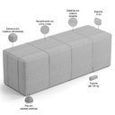 Ver imagem 4 de Puff Decorativo Living Sala de Estar 140 cm Roma W01 Linho Cinza - Lyam Lyam Decor