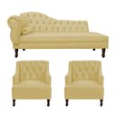 Ver imagem 1 de Kit Divã Cancun 140cm Braço Direito + 2 Poltronas Genesis com Strass Suede: Amarelo