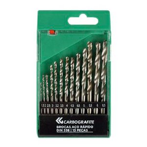 Kit Jogo Brocas Aço Rápido 13 Peças Carbografite