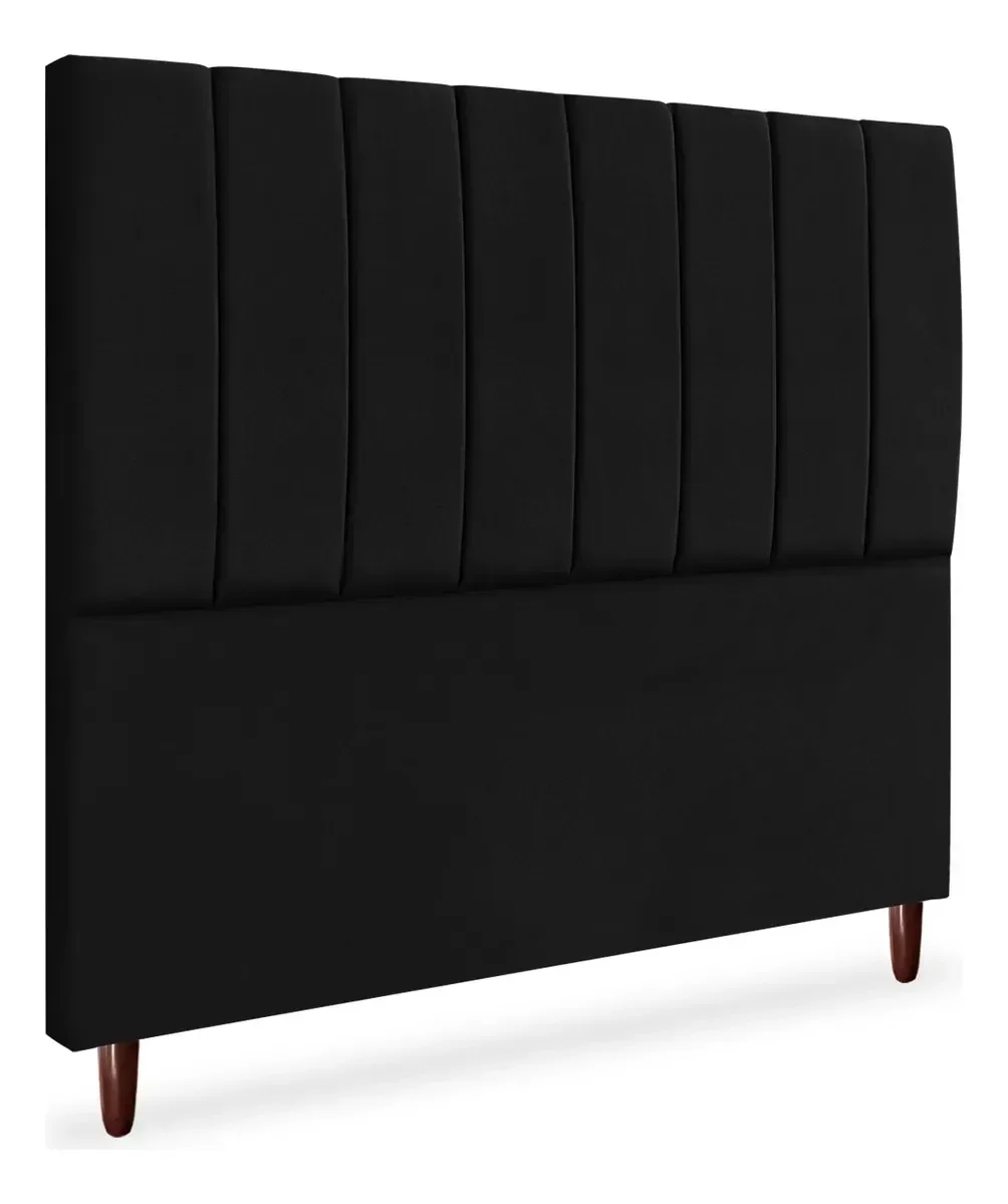 Cabeceira de Cama Box Carla Casal 140 Cm Suede Preto do Lar Móveis e Decoração