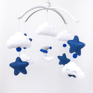Mobile Berço Bebê Musical e Giratório Bebe Berço Azul Bebe