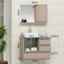 Ver imagem 2 de Conjunto Gabinete Banheiro POLO 60cm Madeirado Inteiro - Gabinete + Cuba + Espelheira + Tampo Vidro