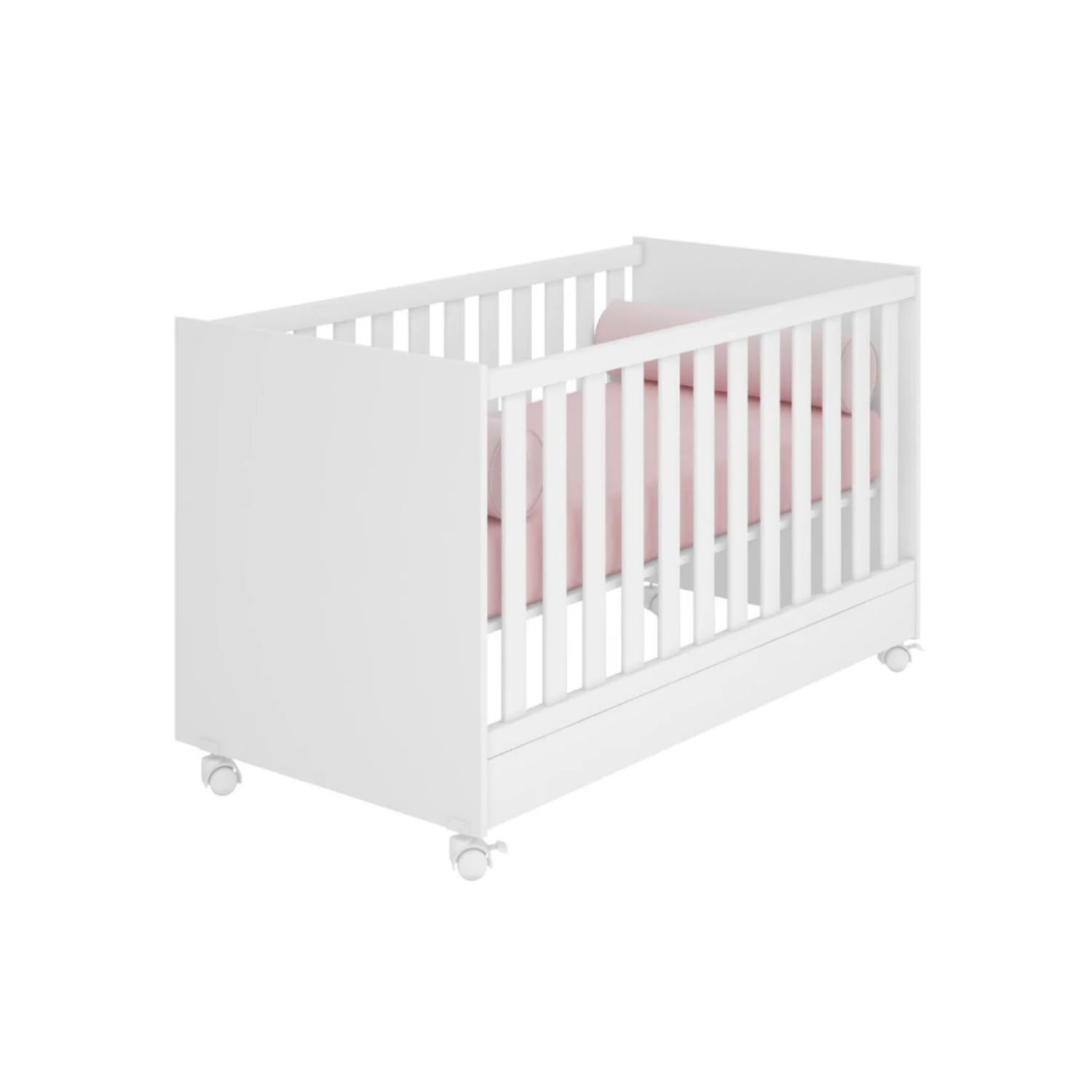 Berço Americano Mini Cama Branco Doce Sonho com Rodizio - 1