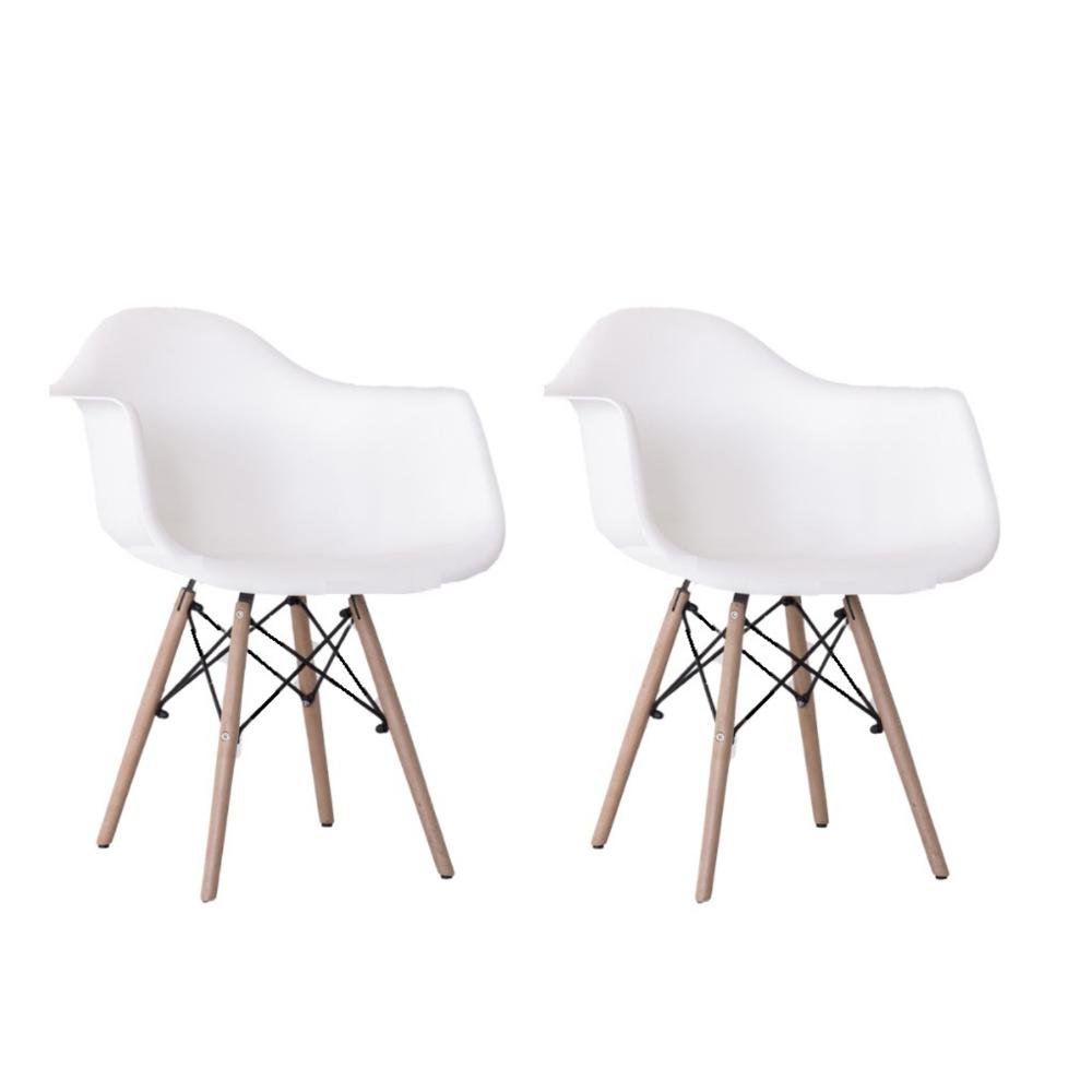 Kit 2 Cadeiras Charles Eames com Braço Branca