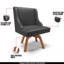 Ver imagem 4 de Kit 4 Cadeiras Decorativas Sala de Jantar Base Giratória de Madeira Firenze PU Preto Fosco/Natural G