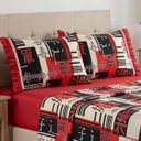 Ver imagem 2 de Jogo de Lençol Cama King 4 Peças 100% Algodão Percal 180 Fios Babadinho:oriental Vermelho
