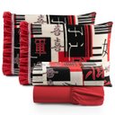 Ver imagem 3 de Jogo de Lençol Cama King 4 Peças 100% Algodão Percal 180 Fios Babadinho:oriental Vermelho