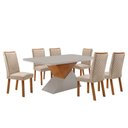 Ver imagem 2 de Mesa de Jantar Aster 180cm Tampo MDF e Vidro Canto Copo com 6 Cadeiras Lira Moderna