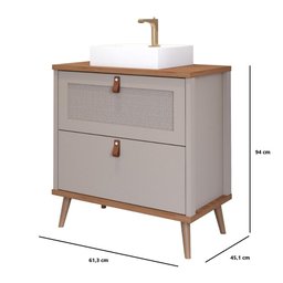Gabinete para Banheiro com Cuba 60cm em MDF Veneto MGM Marrom - 3