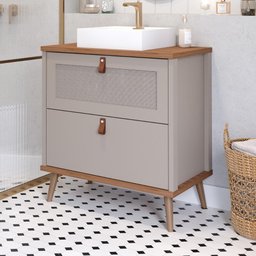 Gabinete para Banheiro com Cuba 60cm em MDF Veneto MGM Marrom - 2