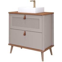 Gabinete para Banheiro com Cuba 60cm em MDF Veneto MGM Marrom - 1
