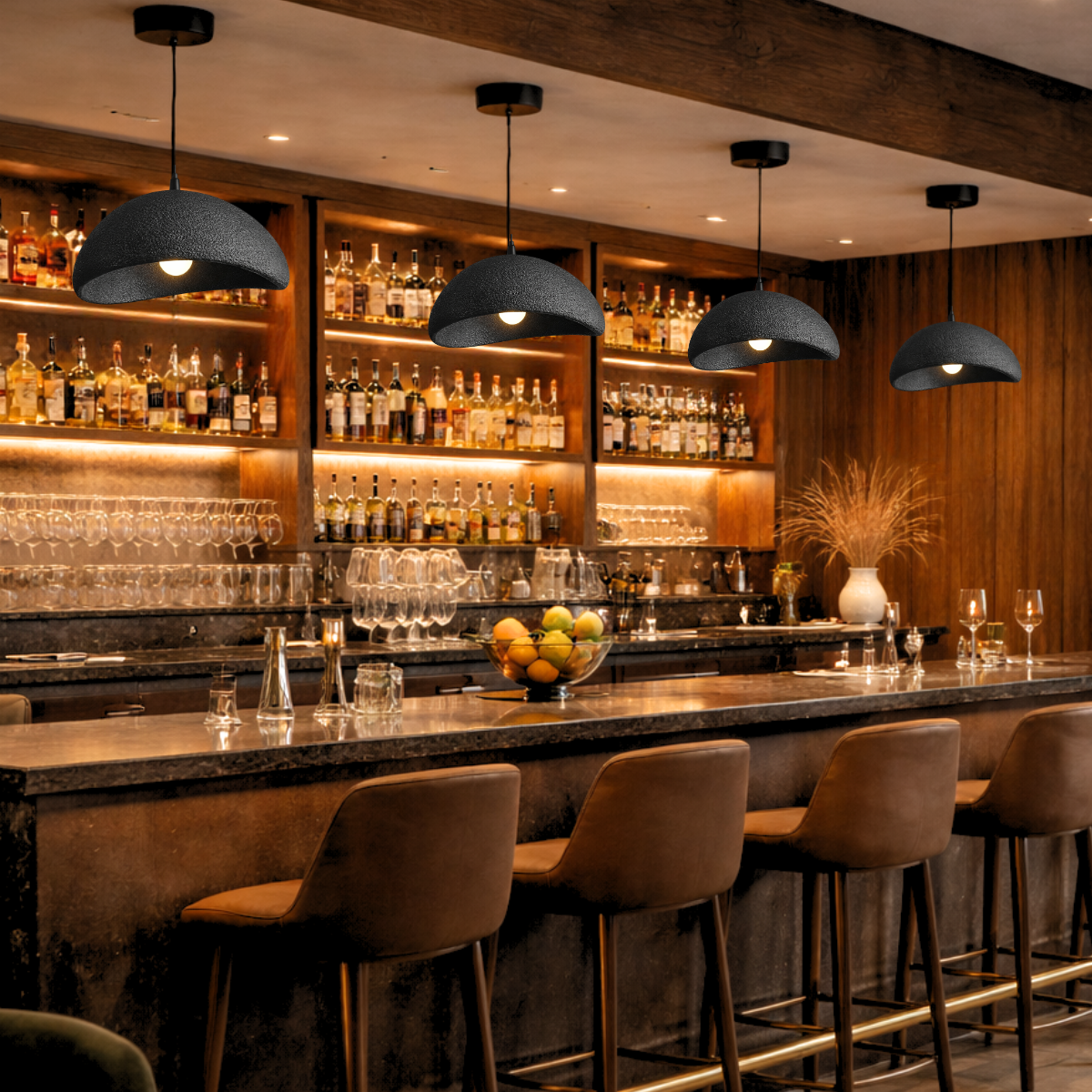 Ver imagem 2 de Lustre Pendente 50cm Luminária Japonesa Wabi-sabi Orgânico Cogumelo Concreto Gimpo Ltj50-preto-b