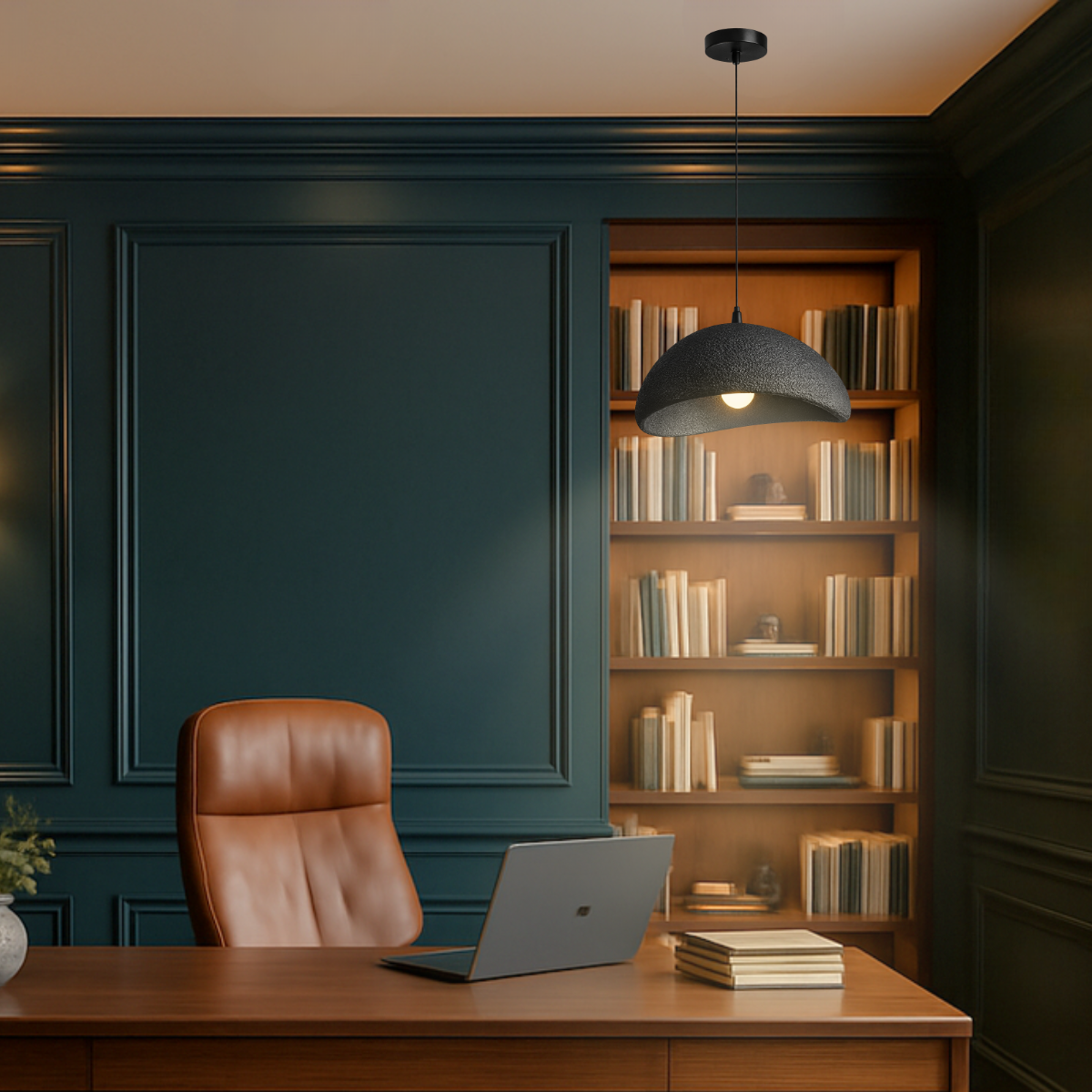 Lustre Pendente 50cm Luminária Japonesa Wabi-sabi Orgânico Cogumelo Concreto Gimpo Ltj50-preto-b - 9