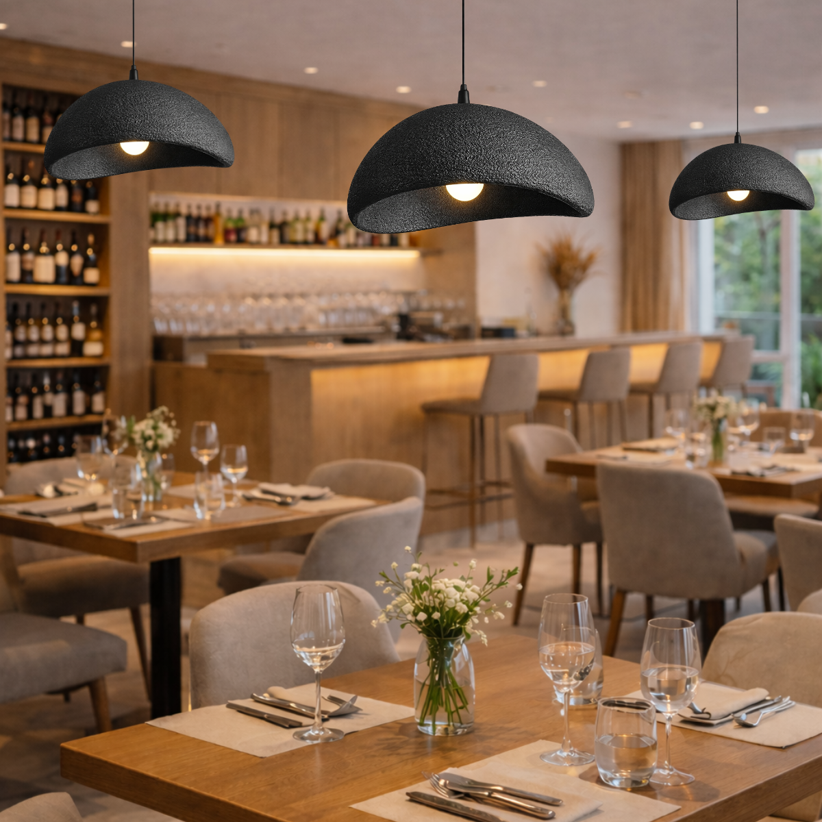 Ver imagem 5 de Lustre Pendente 50cm Luminária Japonesa Wabi-sabi Orgânico Cogumelo Concreto Gimpo Ltj50-preto-b