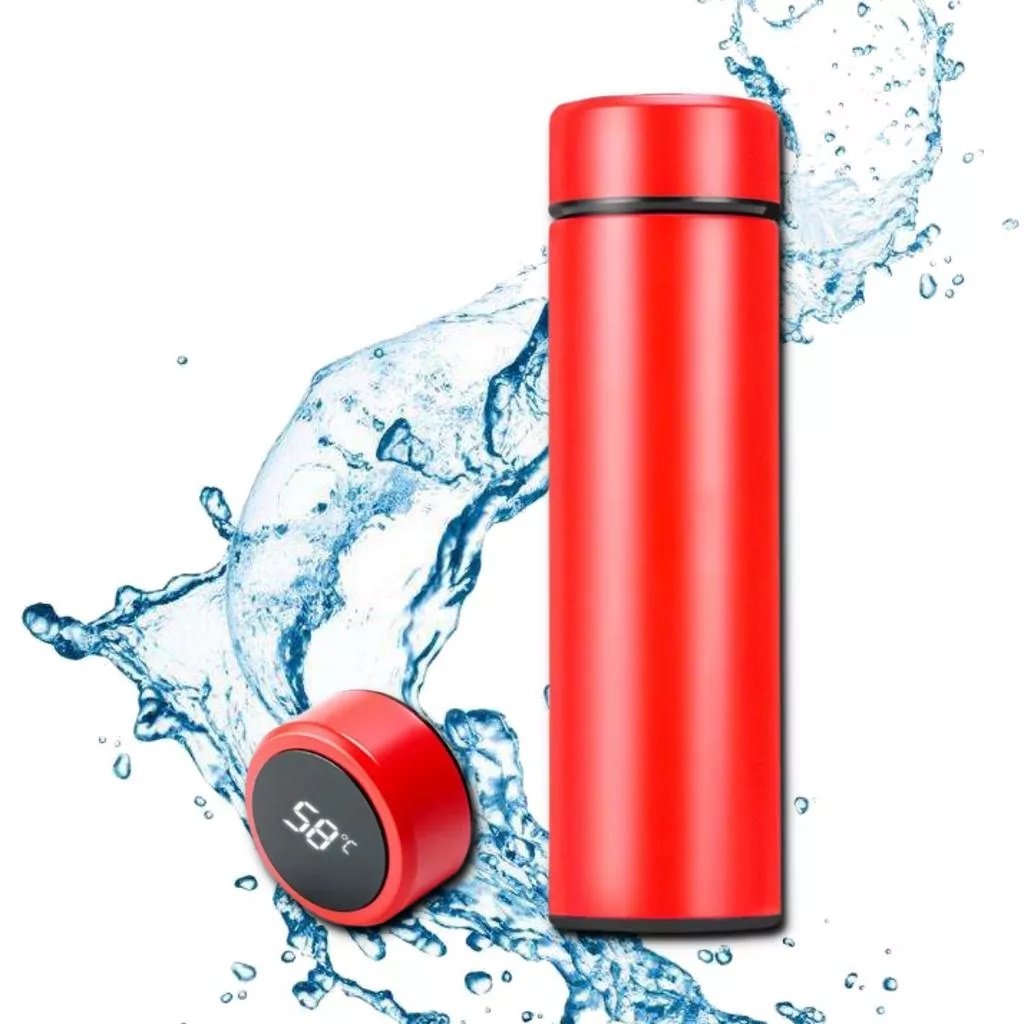 Garrafa Térmica Portátil 500ml Aço Inox Tampa Touch Led Cor Vermelho - 1