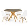 Conjunto Mesa de Jantar Redonda Marci Natural 120cm com 4 Cadeiras Eames Eiffel - Branco - 1