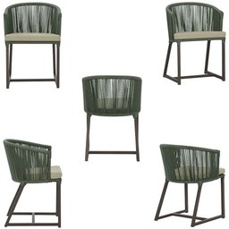 4 Cadeiras de Jantar Área Noronha em Alumínio com Pintura Marrom Corda Náutica E7 Trama Original - 5