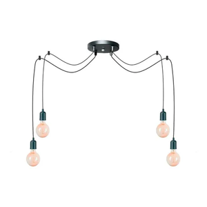 LUSTRE LUMINÁRIA PENDENTE ARANHA RETRO PRETO 4 FIOS 2M Fl