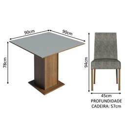 Conjunto Sala de Jantar Mesa Tampo de Madeira 4 Cadeiras Talita Madesa - 3