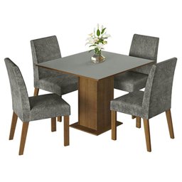 Conjunto Sala de Jantar Mesa Tampo de Madeira 4 Cadeiras Talita Madesa - 2