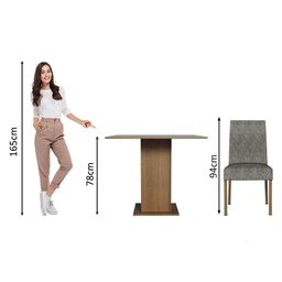 Conjunto Sala de Jantar Mesa Tampo de Madeira 4 Cadeiras Talita Madesa - 4