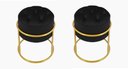 Ver imagem 1 de Kit 2 Puff Banqueta Estofado Decorativo Base de Ferro Capitonê Suede Preto Eli Móveis e Decoração
