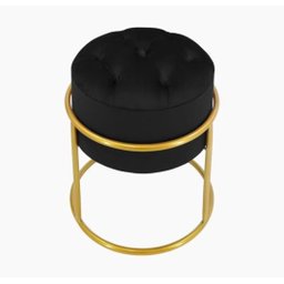 Kit 2 Puff Banqueta Estofado Decorativo Base de Ferro Capitonê Suede Preto Eli Móveis e Decoração - 2
